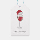 Weihnachtsmannmütze Weinglas Personalisiert Feiert Geschenkanhänger (Vorderseite)