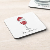 Weihnachtsmannmütze Weinglas Personalisiert Feiert Getränkeuntersetzer (Linke Seite)