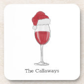Weihnachtsmannmütze Weinglas Personalisiert Feiert Getränkeuntersetzer (Vorderseite)