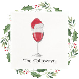 Weihnachtsmannmütze Weinglas Personalisiert Feiert Serviette