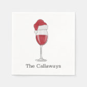 Weihnachtsmannmütze Weinglas Personalisiert Feiert Serviette (Vorderseite)