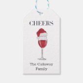 Weihnachtsmannmütze Weingläser Käse Personalisiert Geschenkanhänger (Vorderseite)