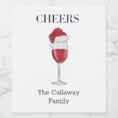 Weihnachtsmannmütze Weingläser Käse Personalisiert Weinetikett (Einzelnes Label)