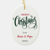 Weihnachtsmannmütze Weißes Pferd Weihnachten Keramik Ornament (Hinten)