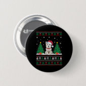 Weihnachtsmannmütze Westie Dog Weihnachtsbaum Leuc Button (Vorne & Hinten)