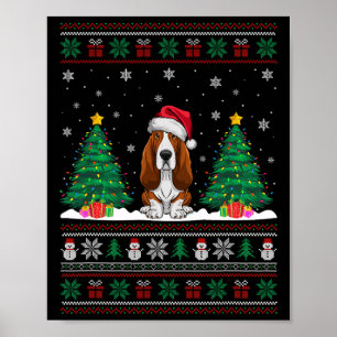 Weihnachtsmannmütze Wette Hund Xmas Tree Lights Ug Poster