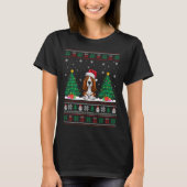 Weihnachtsmannmütze Wette Hund Xmas Tree Lights Ug T-Shirt (Vorderseite)