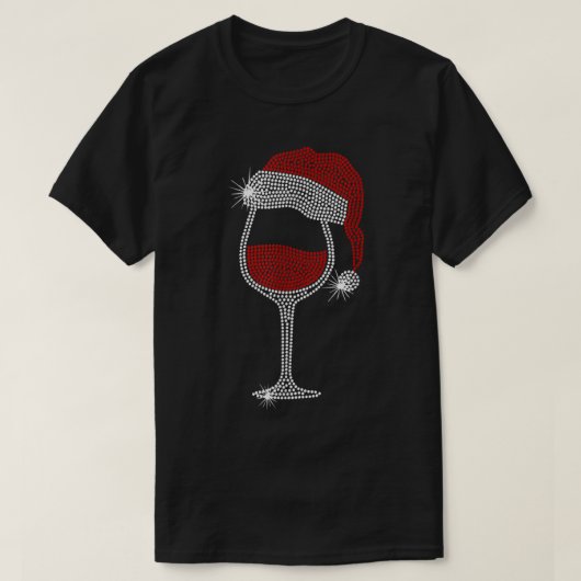 Weihnachtsmannmütze Wine Bling Christmas Kristall T-Shirt (Design vorne)