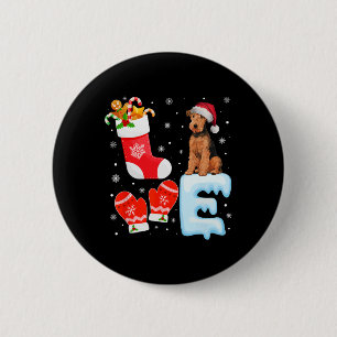 Weihnachtsmannmütze Xmas Strumpf Holiday Airedale Button