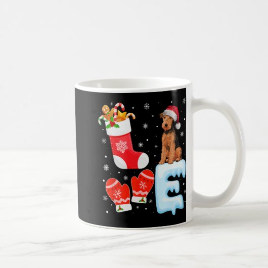 Weihnachtsmannmütze Xmas Strumpf Holiday Airedale  Kaffeetasse (Rechts)