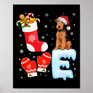 Weihnachtsmannmütze Xmas Strumpf Holiday Airedale  Poster