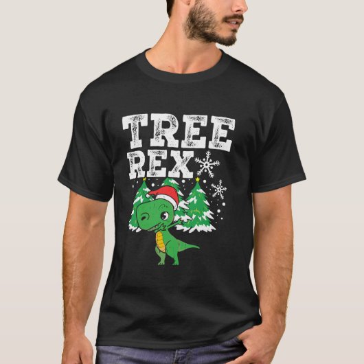 Weihnachtsmannmütze Xmas Tree Rex Dinosaur Christm T-Shirt (Vorderseite)