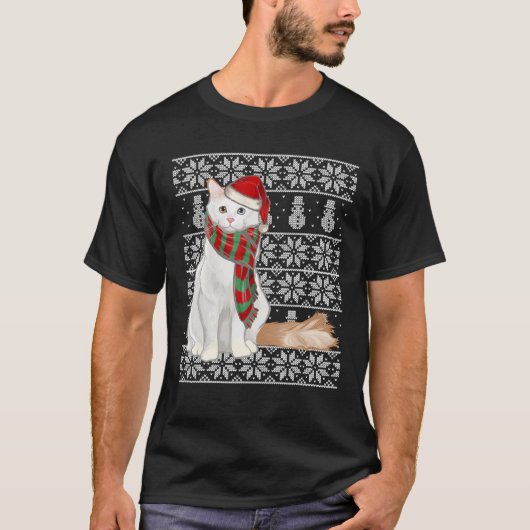 Weihnachtsmannmütze Xmas Turkish Van Cat Ugly Weih T-Shirt (Vorderseite)