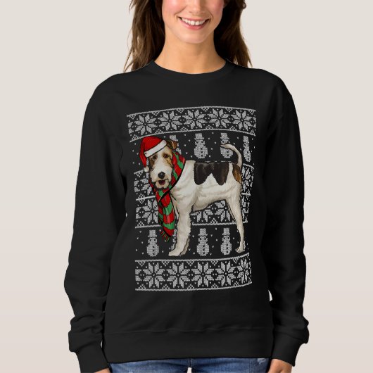 Weihnachtsmannmütze Xmas Wire Fox Terrier Ugly Wei Sweatshirt (Vorderseite)