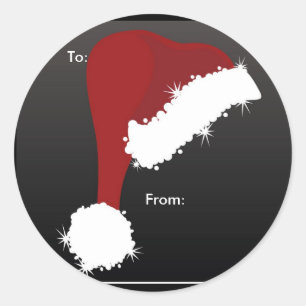 Weihnachtsmannmützegeschenkumbauten Runder Aufkleber