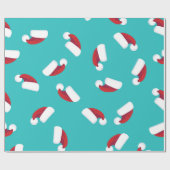 Weihnachtsmannmützen Blauer Weihnachtsfeiertag Whi Geschenkpapier (Flach)