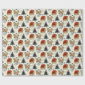 Weihnachtsmannmützen, Futtermittel und Bäume Geschenkpapier (Flach)