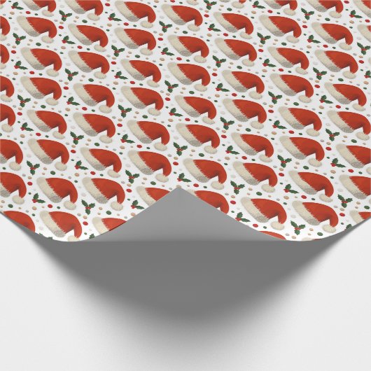 Weihnachtsmannmützen Geschenkpapier (Ecke)