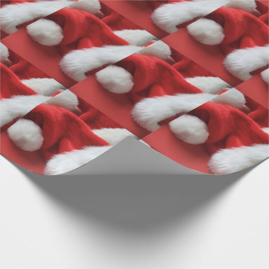 Weihnachtsmannmützen Geschenkpapier (Ecke)