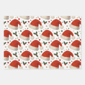 Weihnachtsmannmützen Geschenkpapier Set (Vorderseite 3)