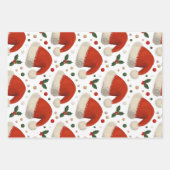 Weihnachtsmannmützen Geschenkpapier Set (Vorderseite)