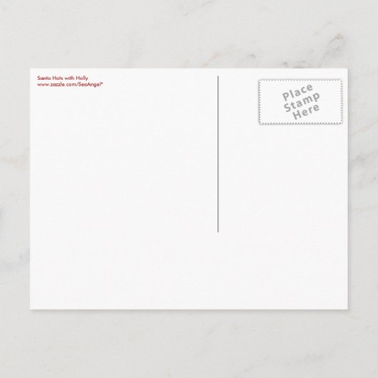 Weihnachtsmannmützen mit Holly Save the Date Postk Ankündigungspostkarte (Rückseite)