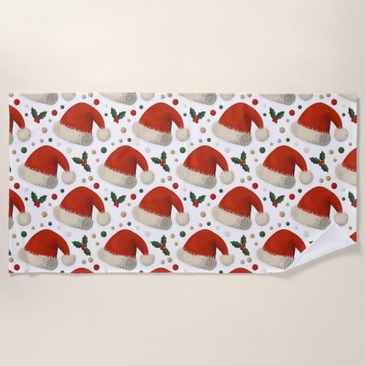 Weihnachtsmannmützen Strandtuch (Vorderseite)