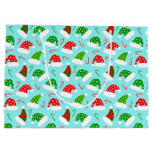 Weihnachtsmannmützen und Candy Canes Weihnachtsmus Große Geschenktüte (Rückseite)