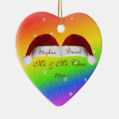 Weihnachtsmannmützen und Regenbogen Keramikornament (Rechts)