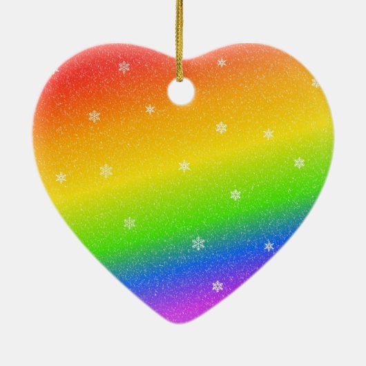 Weihnachtsmannmützen und Regenbogen Keramikornament (Hinten)