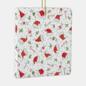 Weihnachtsmannmützen und Zuckerstangen Keramikornament (Rechts)