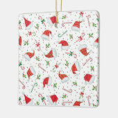 Weihnachtsmannmützen und Zuckerstangen Keramikornament (Links)