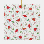Weihnachtsmannmützen und Zuckerstangen Keramikornament (Rückseite)