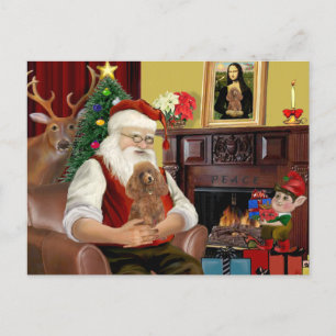 Weihnachtsmanns Aprikosen-Spielzeug/Min. Pudel Feiertagspostkarte