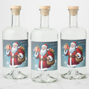 Weihnachtsmanns Frohe Weihnachten Feier Alkoholflaschenetikett