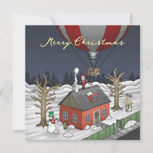 Weihnachtsmanns Heißluftballon Feiertagskarte