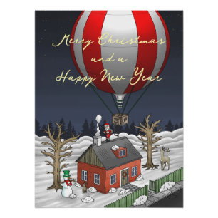 Weihnachtsmanns Heißluftballon Poster