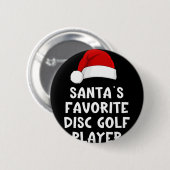 Weihnachtsmanns Lieblings-Disc-Golf-Spieler-Pyjama Button (Vorne & Hinten)