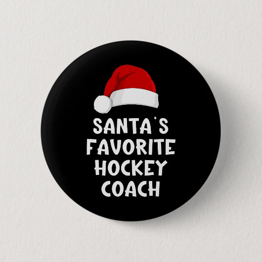 Weihnachtsmanns Lieblings-Hockey-Trainer Lustiges Button (Vorderseite)