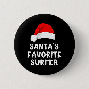 Weihnachtsmanns Lieblings-Surfer Lustiger Xmas Sur Button
