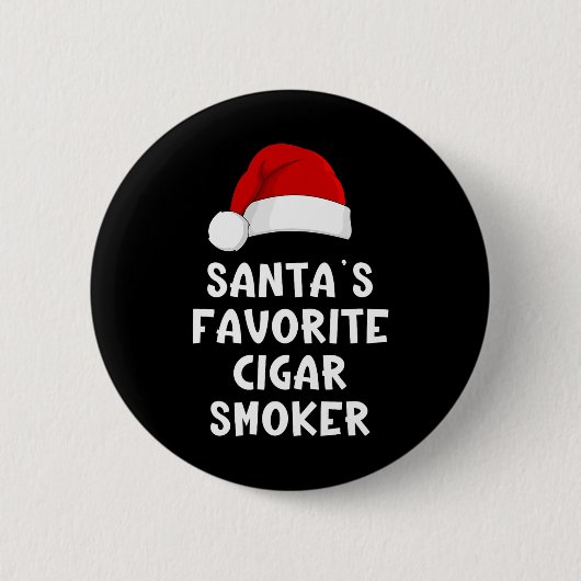Weihnachtsmanns Lieblings-Zigarrenraucher Lustiges Button (Vorderseite)