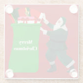 Weihnachtsmanns Riesensack-Achterbahn Glasuntersetzer (Rückseite)