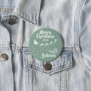 Weihnachtsmanns Schlitten Rentiere Feiertag Famili Button