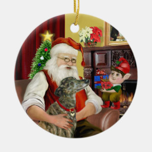 Weihnachtsmanns Tigergrauer Windhund Keramikornament