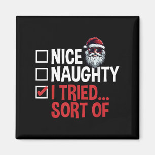 Weihnachtsmanns unartige oder brave Liste, die ich Magnet