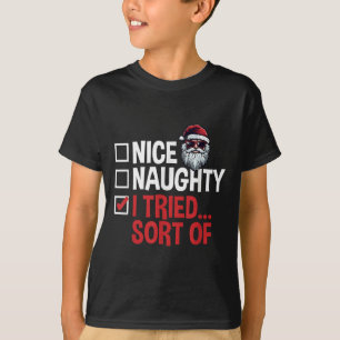 Weihnachtsmanns unartige oder brave Liste, die ich T-Shirt
