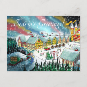 Weihnachtsmanns Werkstatt am Nordpol Feiertagspostkarte