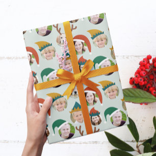 Weihnachtsmannschaft Benutzerdefinierte Sechs Foto Geschenkpapier