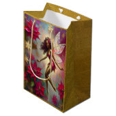 Weihnachtsmannschaft - Braun Naturhaar Mittlere Geschenktüte (Vorderseite Schrägansicht)