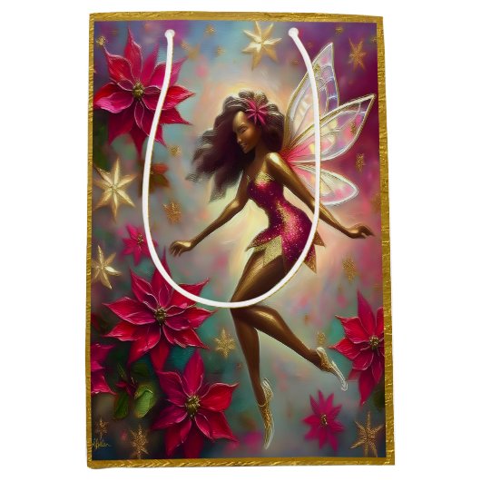 Weihnachtsmannschaft - Braun Naturhaar Mittlere Geschenktüte (Vorderseite)